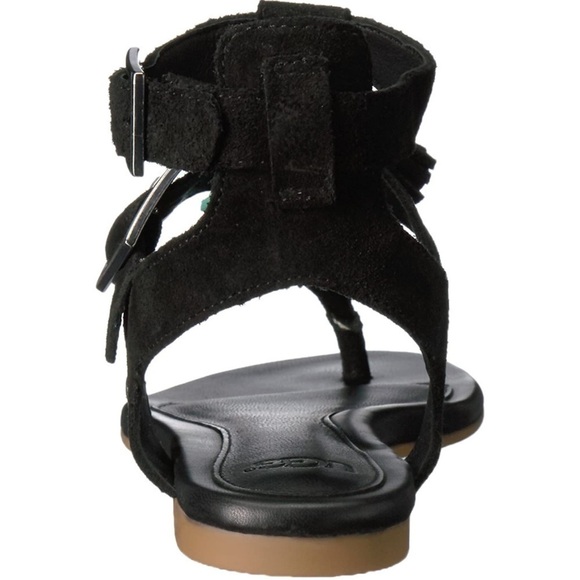 Ugg Lecia Black Suede Leather Tassel Ankle Wrap Gladiator Sandals - Picture 15 of 16